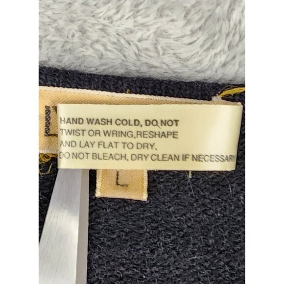 L'EAU VIVE Sweater Womens Large Black Gold Ring Wool Blend Long Sleeve Vintage - Picture 10 of 10